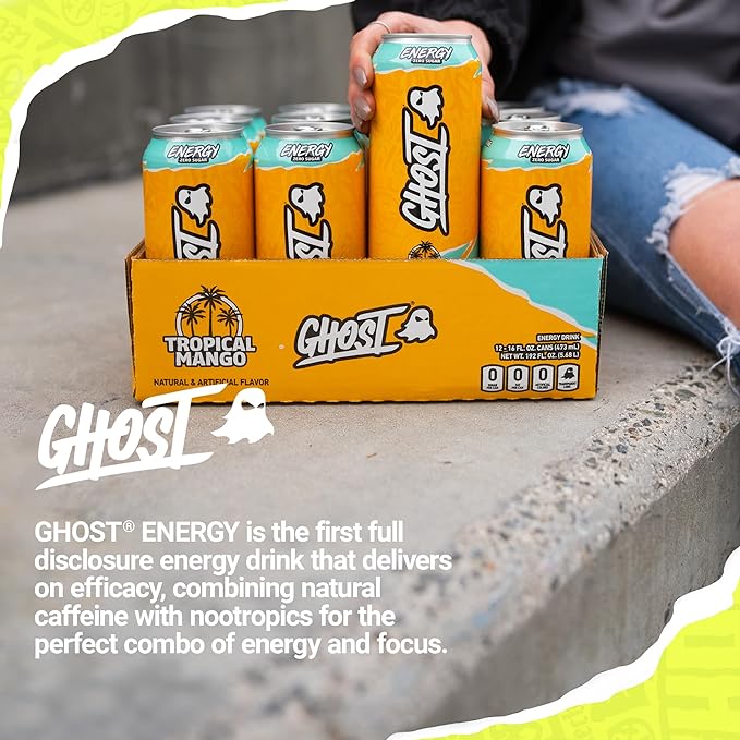 GHOST Energy Drink - 12-Pack, Tropical Mango