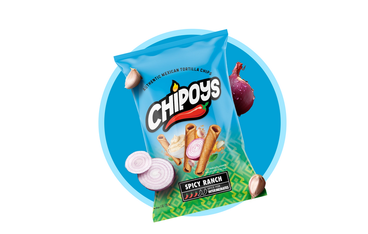 CHIPOYS SPICY RANCH - RANCH FLAVORED ROLLED TORTILLA CHIP