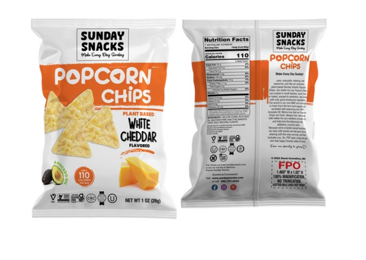 Sunday Snacks' Popcorn Chips  White Cheddar