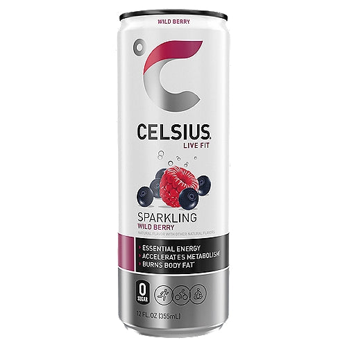 CELSIUS Essential Energy Drink 12 Fl Oz, Sparkling Wild Berry